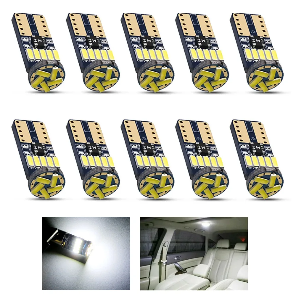 

10 шт. T10 W5W Canbus лампы 194 светодиодные 4014 SMD 15 светодиодные лампы белого цвета без ошибок автомобиля авто клин внутренний светильник купольная карта багажник лампа 12 В
