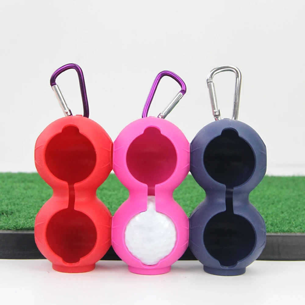 2Pcs Portable Mini Golf Ball Bag Protective Cover Soft Silicone Waist Holder Fall Resistant Keyring Golfing Accessories 2 Balls