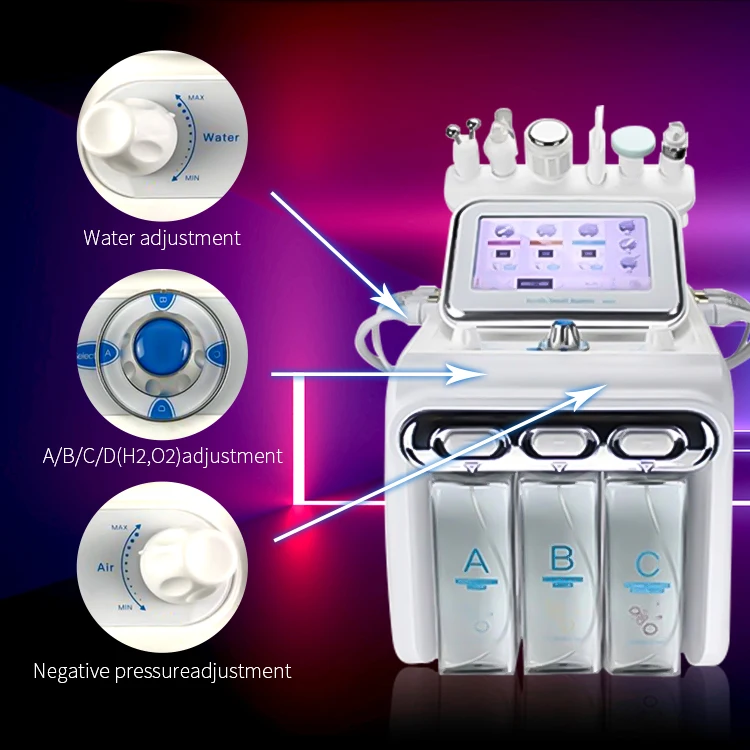 6 in 1 Facial Machine Oxygen Injection Hydro Dermabrasion Device CE Approved Skin Care Beauty Equipment Factory Direct