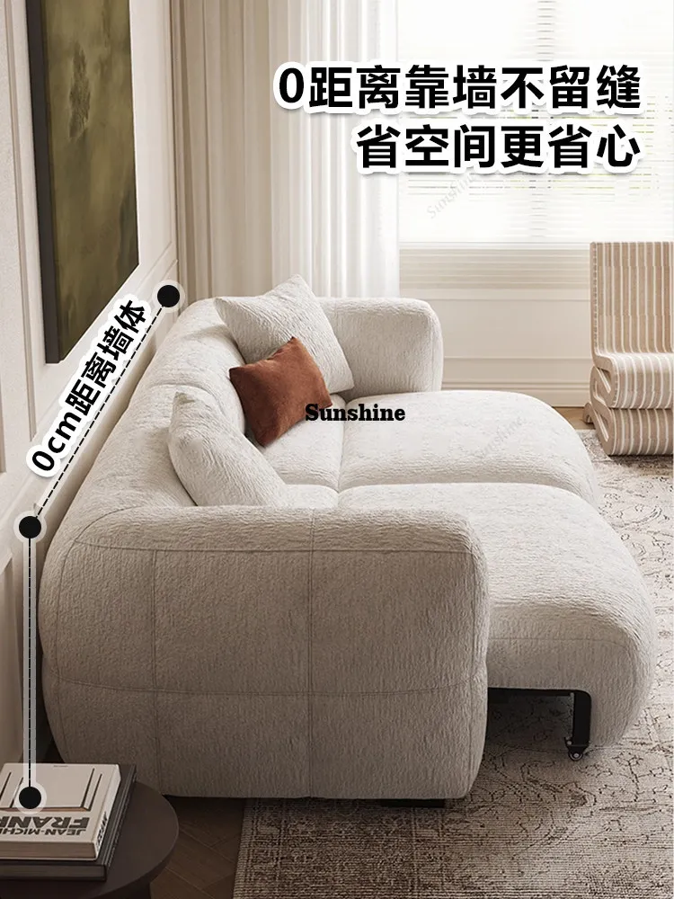 A Cream style fabric electric sofa Italian minimalist zero wall adjustable and retractable