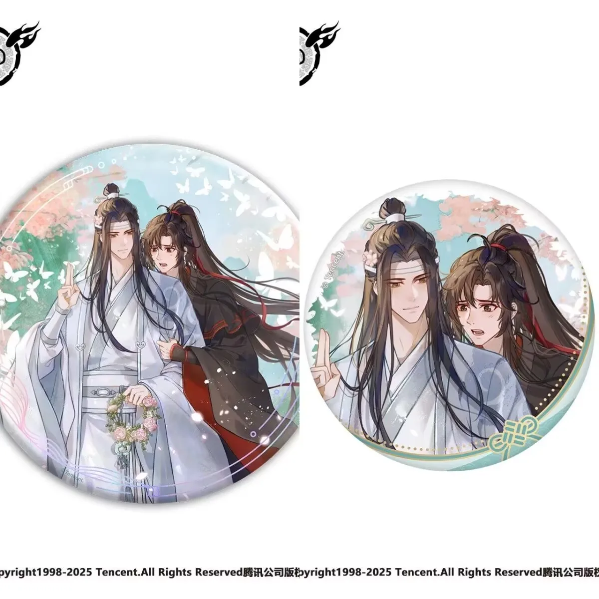 58mm 브로치 "마법의 길의 마스터", 애니메이션 주변기기 개 두려움 시리즈 "Wei Wuxian LAN Wangji" 배지