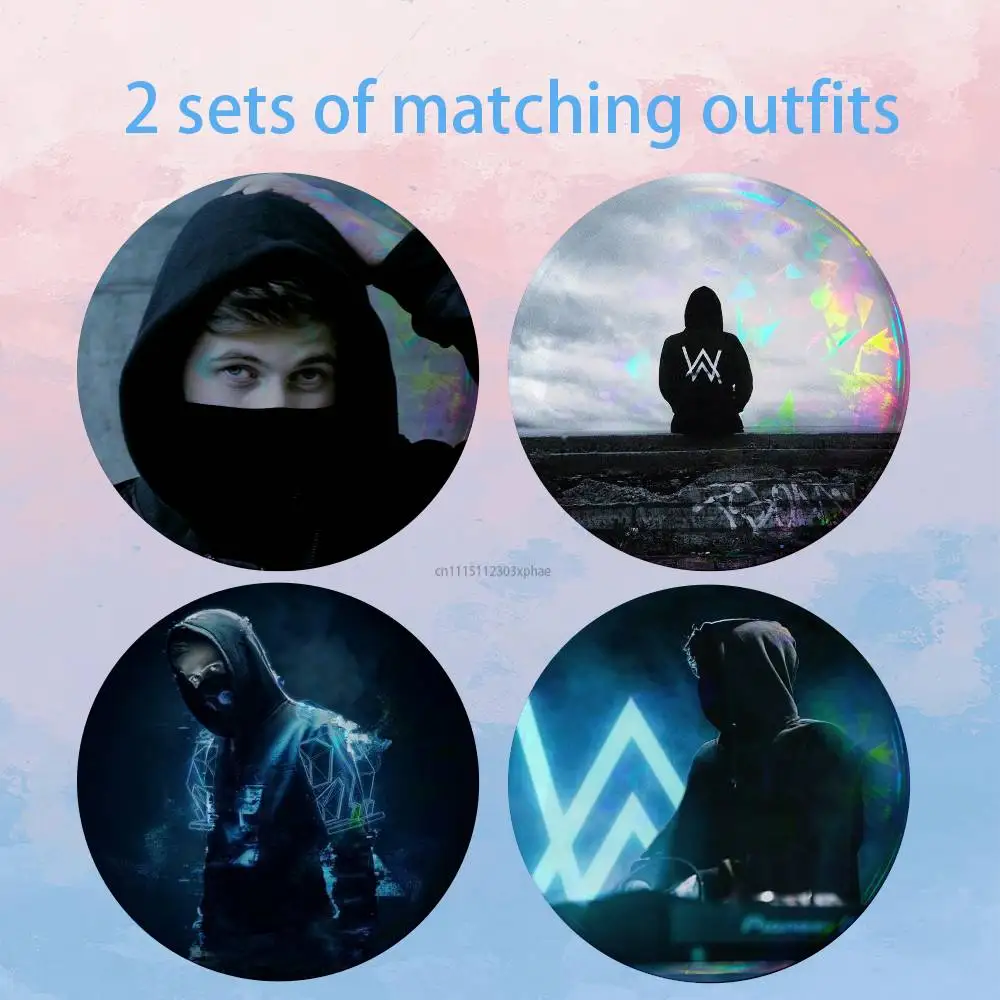 A-Alan Dj Walker 2 piece set Pins Creativity Printed Pictures Text Metal Lapel Badges Brooches Jewelry Gift