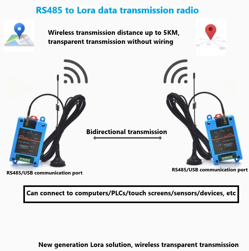 RS485 to Lora wireless data transmission radio serial communication transmission module data transparent transmission