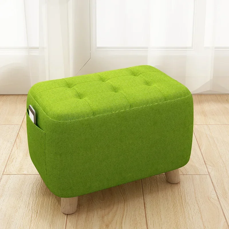 Solid Wood Square Storage Stool  Fabric Sofa Footrest Ottoman, Home Living Room Shoe Changing Bench mx9191148