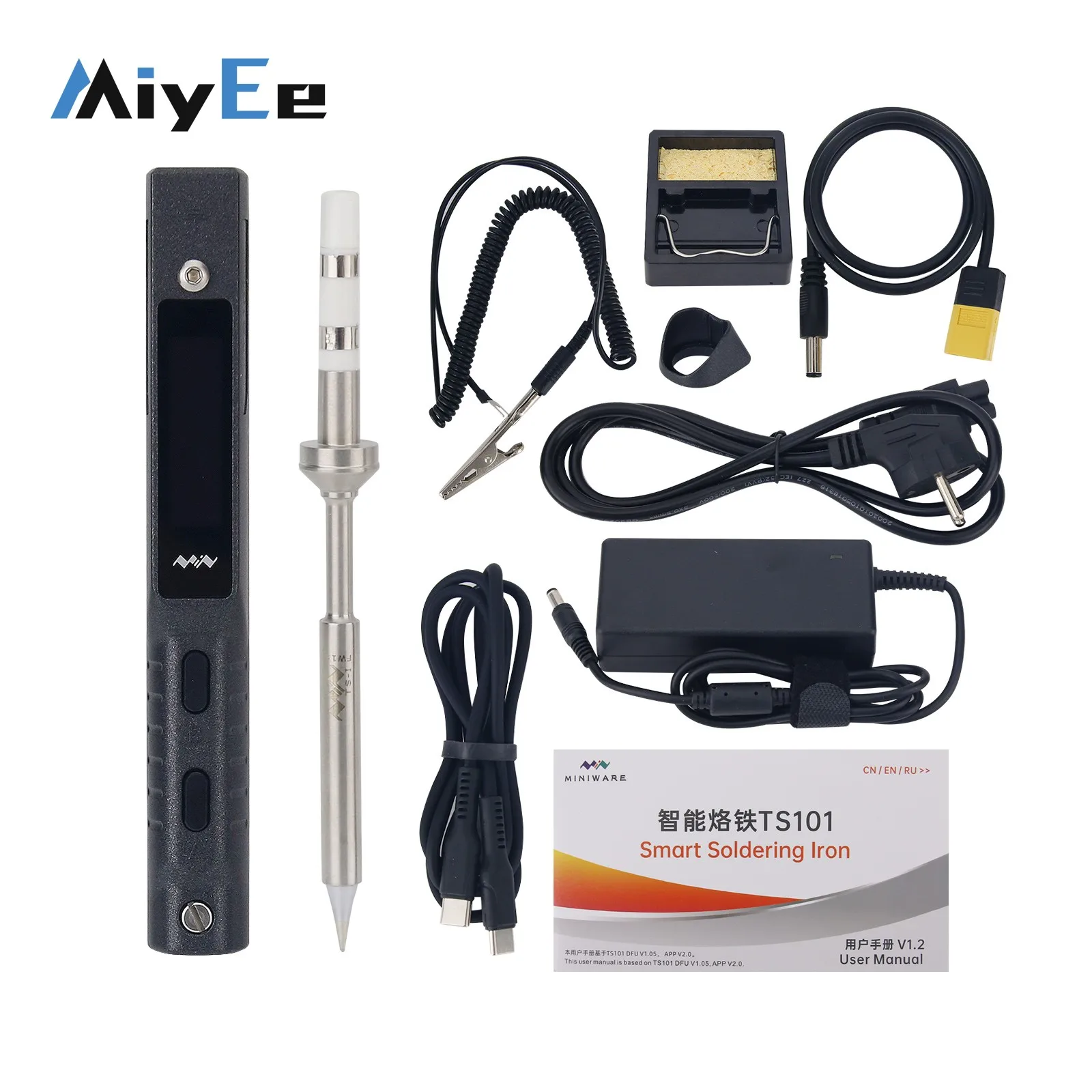 TS101 90W Mini Soldering Iron Electric Soldering Iron with XT60 Cable Power Adapter and TS-I Tip