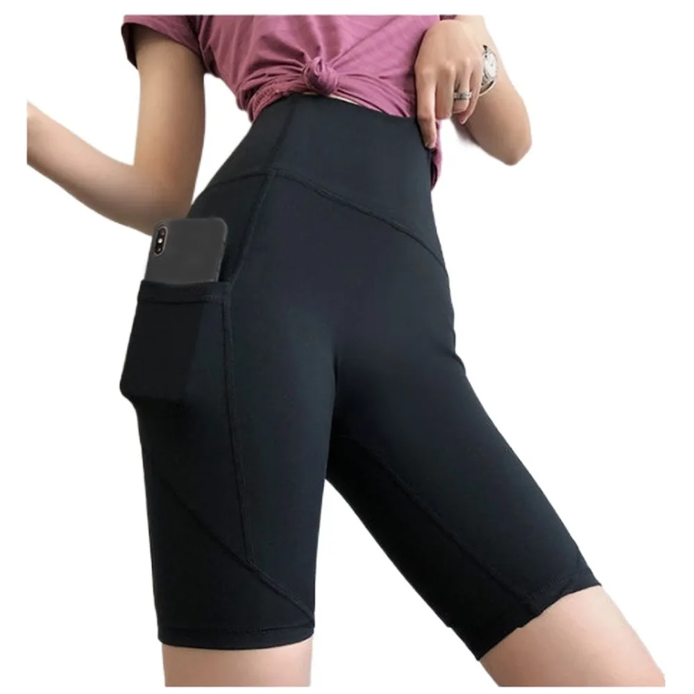 High Waist Yoga Shorts Seamless Design Breathable Skinny Leggings Solid Color Stretch Fabric Sports Shorts Yoga Practice