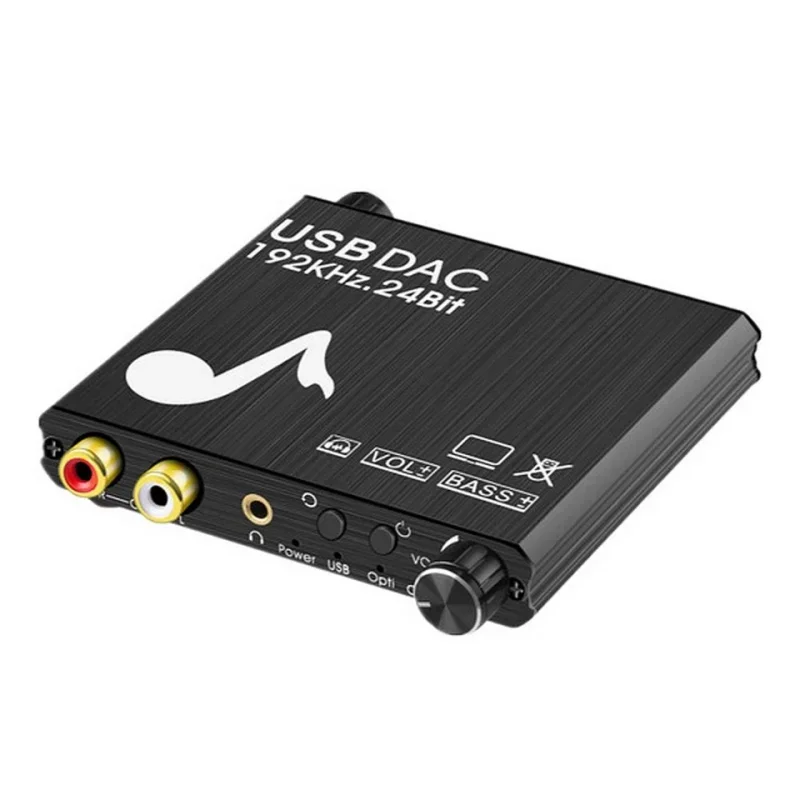 Digital to Analog Audio Converter Bass&Volume Control game Audio Splitter box Stereo extractor USB Sound Card 192Khz 24Bit