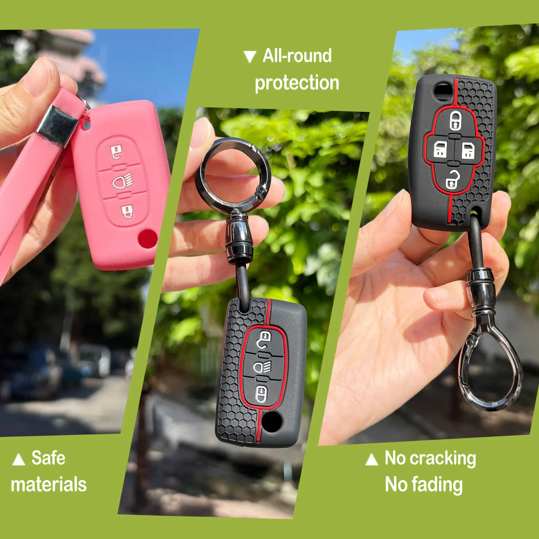 Schlüsselbund Schützen Für Citroen C4 C3 III C3 Aircross C4 Kaktus Schlüssel Kappen Für Peugeot 206 207 307 308 407 3/4 Tasten Schlüssel Fall Abdeckung