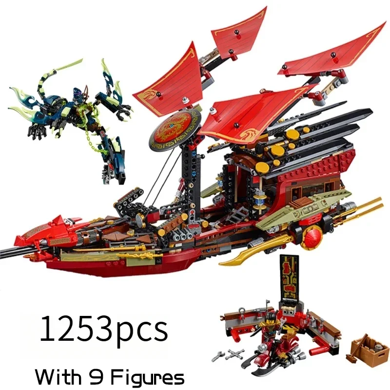 Ninja Serie Destiny Bounty Bouwstenen Ruimtevaartuig Drakenboot Basis Hydro Schip Chariot Sora Bricks Speelgoed Voor Jongens Geschenken 70738 - afbeelding 1
