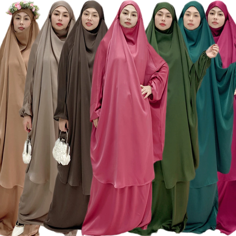 

Eid Hooded Muslim Women Abayas Skirt Sets Hijab Dress Prayer Garment Robe Abaya Long Khimar Ramadan Gown Islamic Clothes Niqab