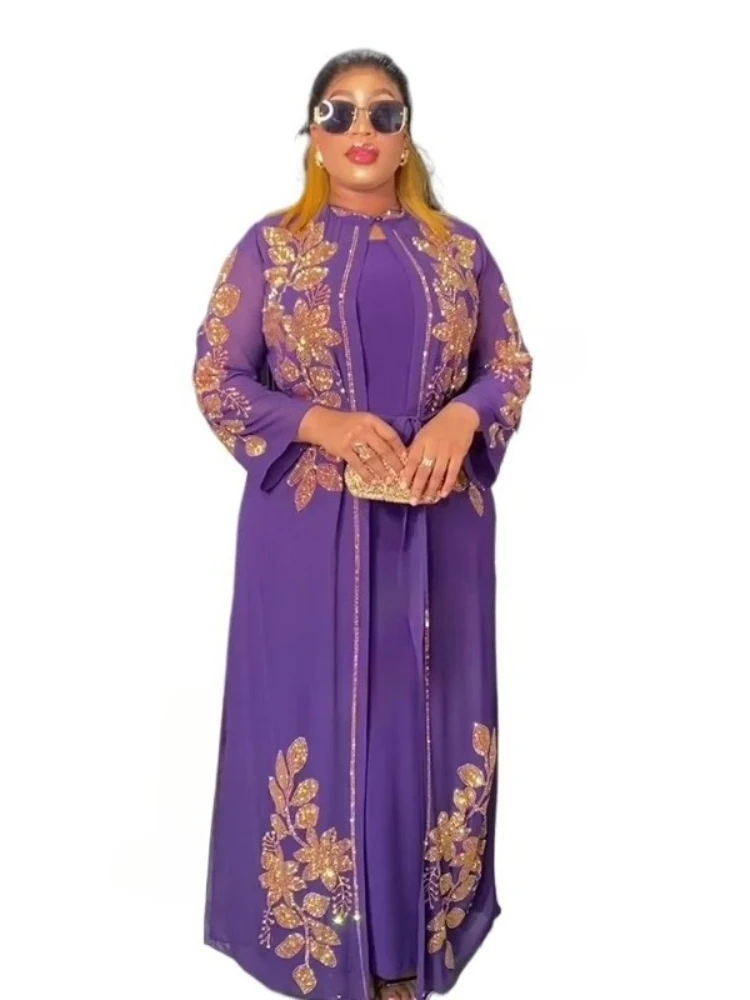 

2025 Abayas For Women Dubai Luxury Chiffon Boubou Muslim Fashion Caftan Marocain Wedding Evening Party Dresses African Clothes