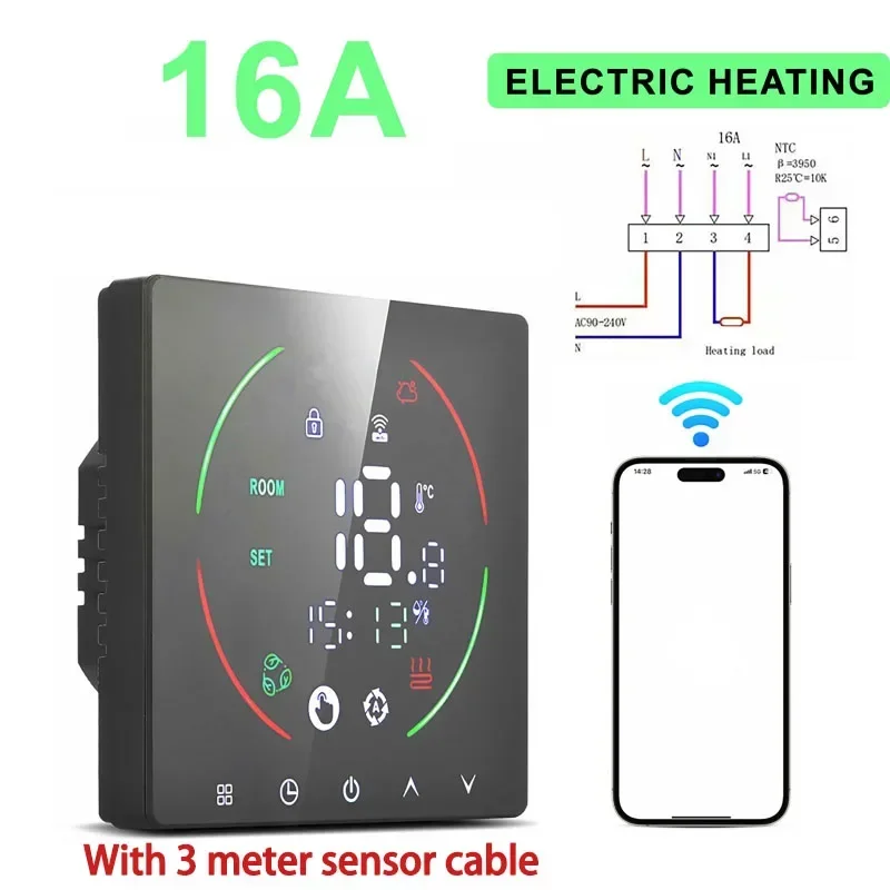 Tuya-Thermostat intelligent WiFi, chauffage au sol électrique, TRV, eau, gaz, bomicrophone, température, télécommande vocale, Google Home, Alexa