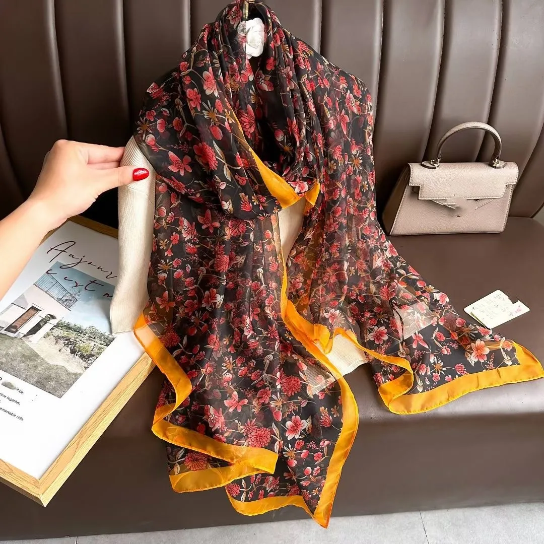 180*135cm Luxury Brand Summer Female Pareo Beach Scarf Women Sunscreen Outdoor Shawl Wrap Chiffon Soft Large Bandanna Foulard