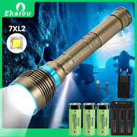 Ekaiou Diving Flashlight 7 LED T6 L2 White Yellow Light Powerful Profession Underwater Waterproof Dive Hunting Fishing Lamp