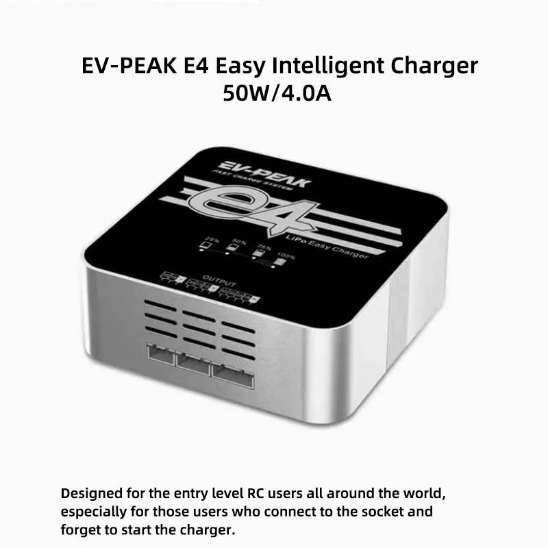 EV-PEAK E4 Балансное зарядное устройство Smart 2-4S Литий-ионный аккумулятор 50 Вт Аэромодельный самолет Модель автомобиля Лодка