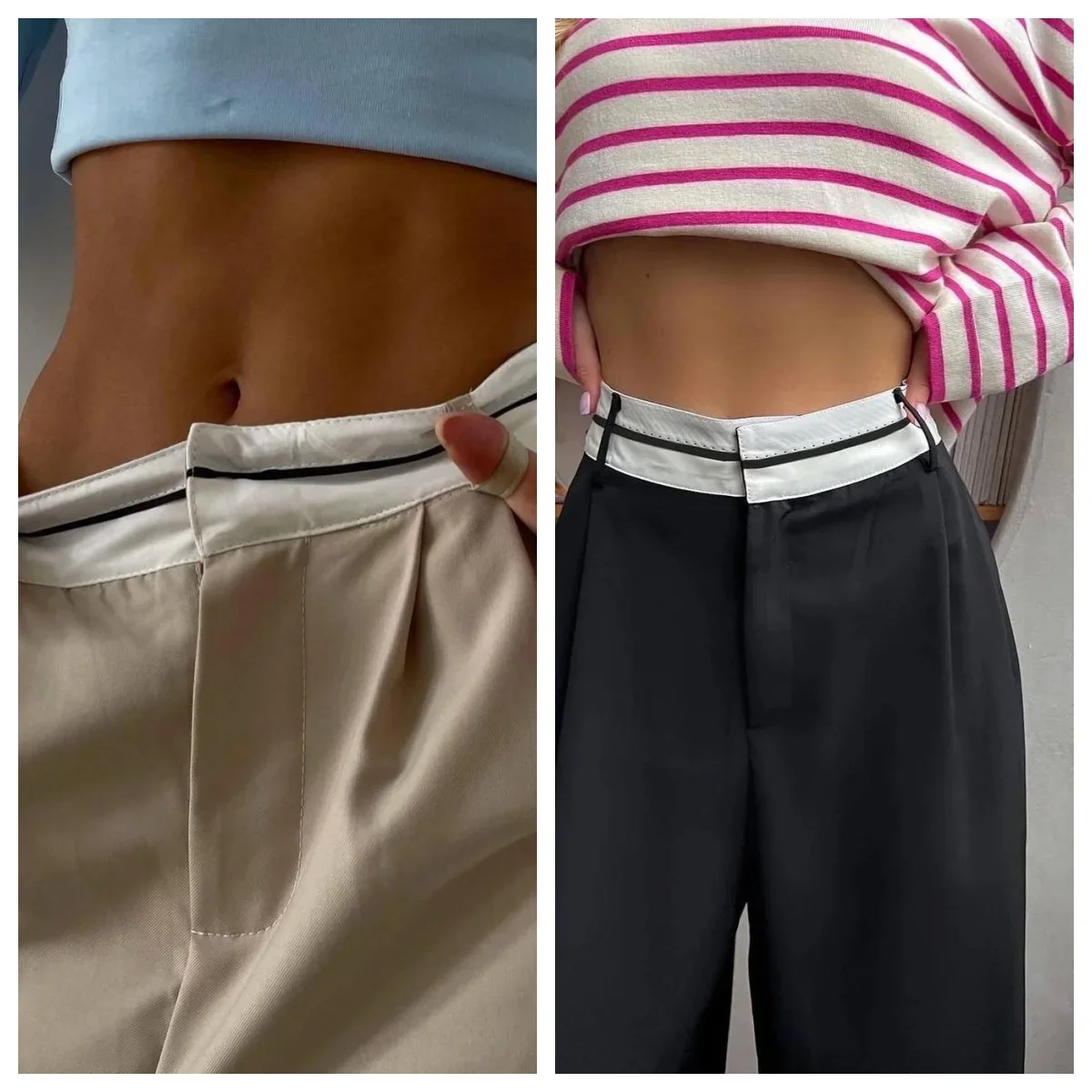 FJKorean-Pantalon taille haute à jambes larges pour femme, streetwear plissé, droit, baggy, mode printemps été