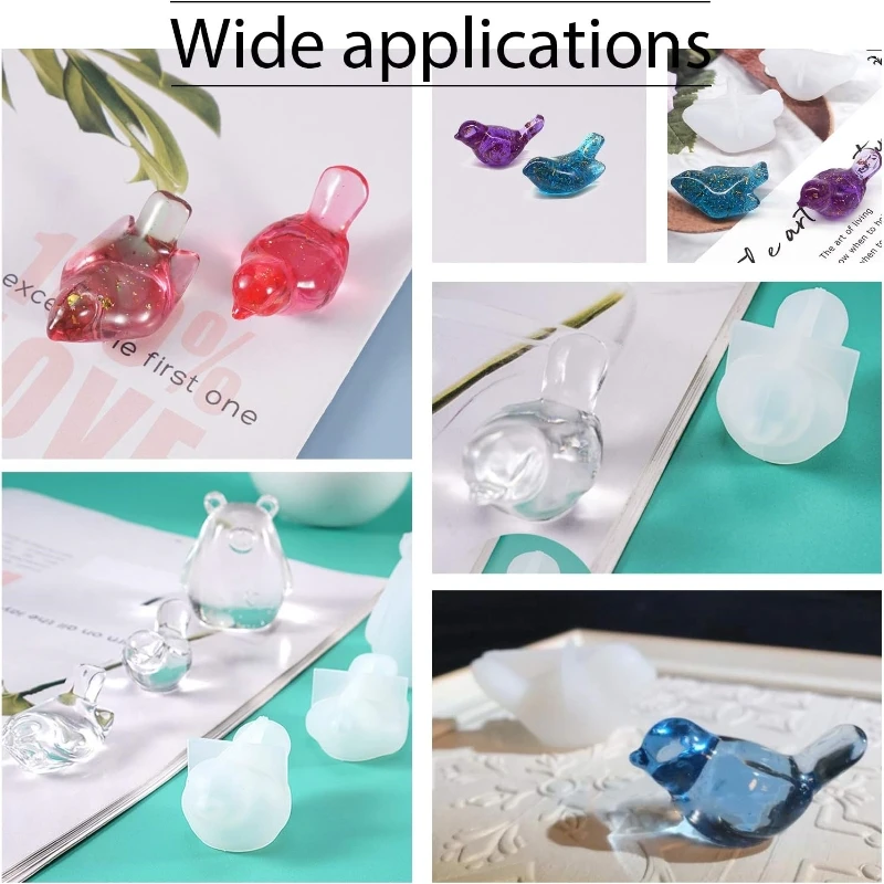 DIY crystal epoxy mold simulation bird three-dimensional pendant set cute creative silicone mold