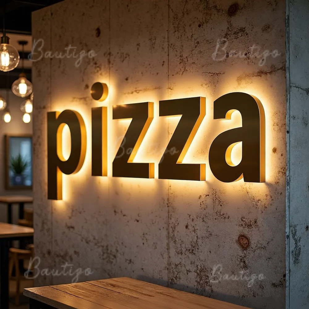 Custom 3D LED Backlit Illuminated Metal Letters Sign Light Up for Outdoor Business Waterproof Storefront Advertising Signage