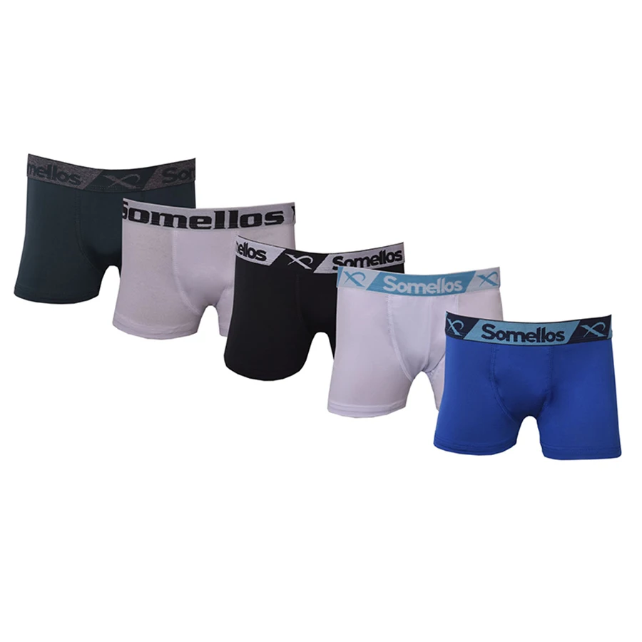 Kit 5 Cuecas Boxer Somellos in Microfibra Liso Infantil