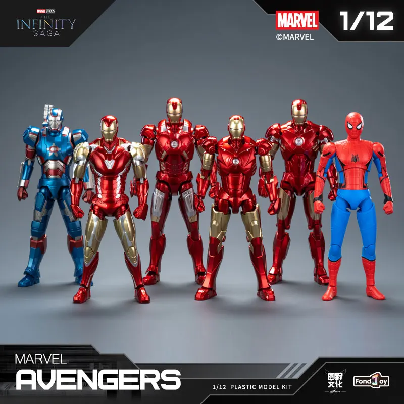 FondJoy Patriot Iron Man Mk85 Marvel War Machine Figurka Akcji Blind Box Kolekcjonerska Zabawka dla Chłopców Gra Puzzle do Składania