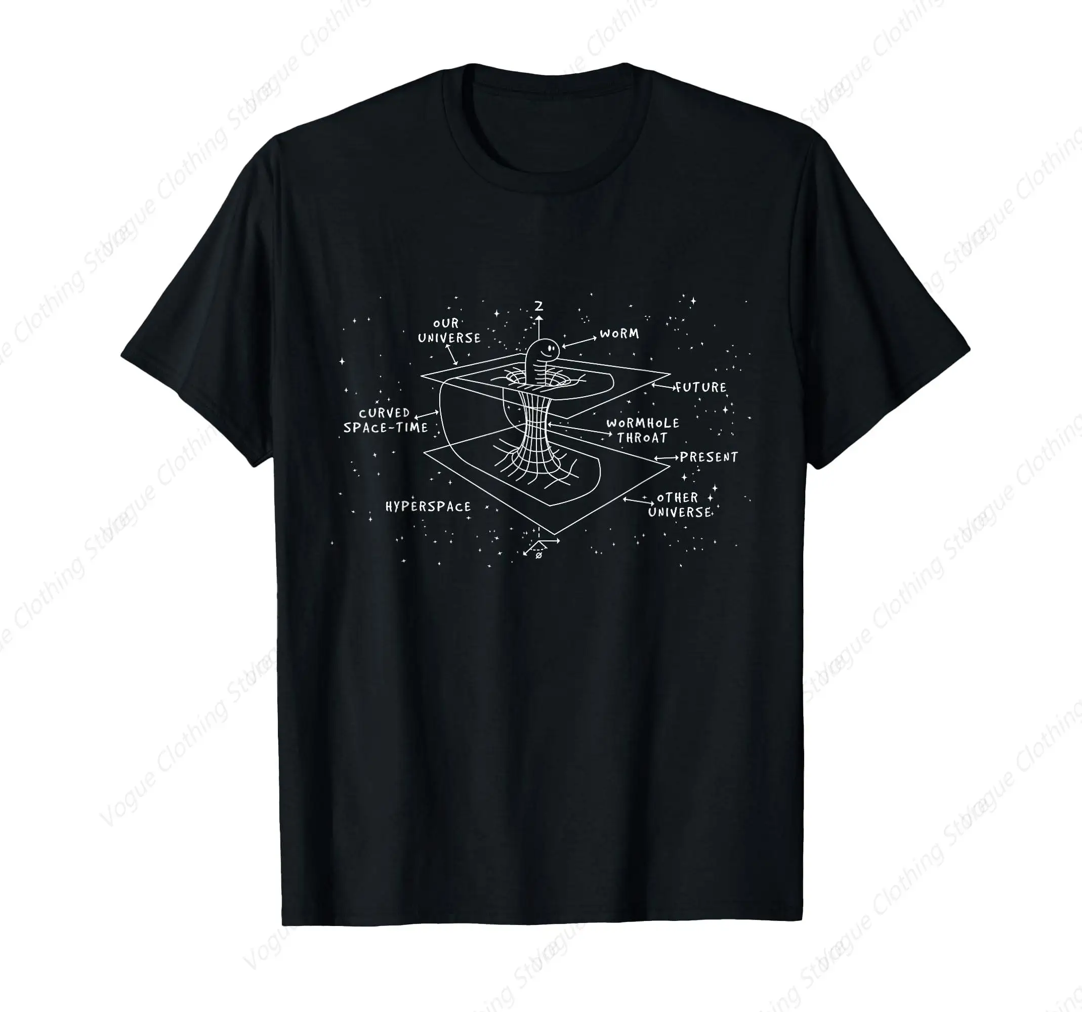 Astrophysics Gift - Time Curve Physics Worm Hole T-Shirt Short Sleeves Cotton Clothing Outdoor Leisure Daily Tee