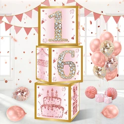 Pink Gold Birthday Number Paper Boxes 18 30 40 50 60 70 75 80 Year Old Birthday Party Decoration Adult Birthday Party Supplies