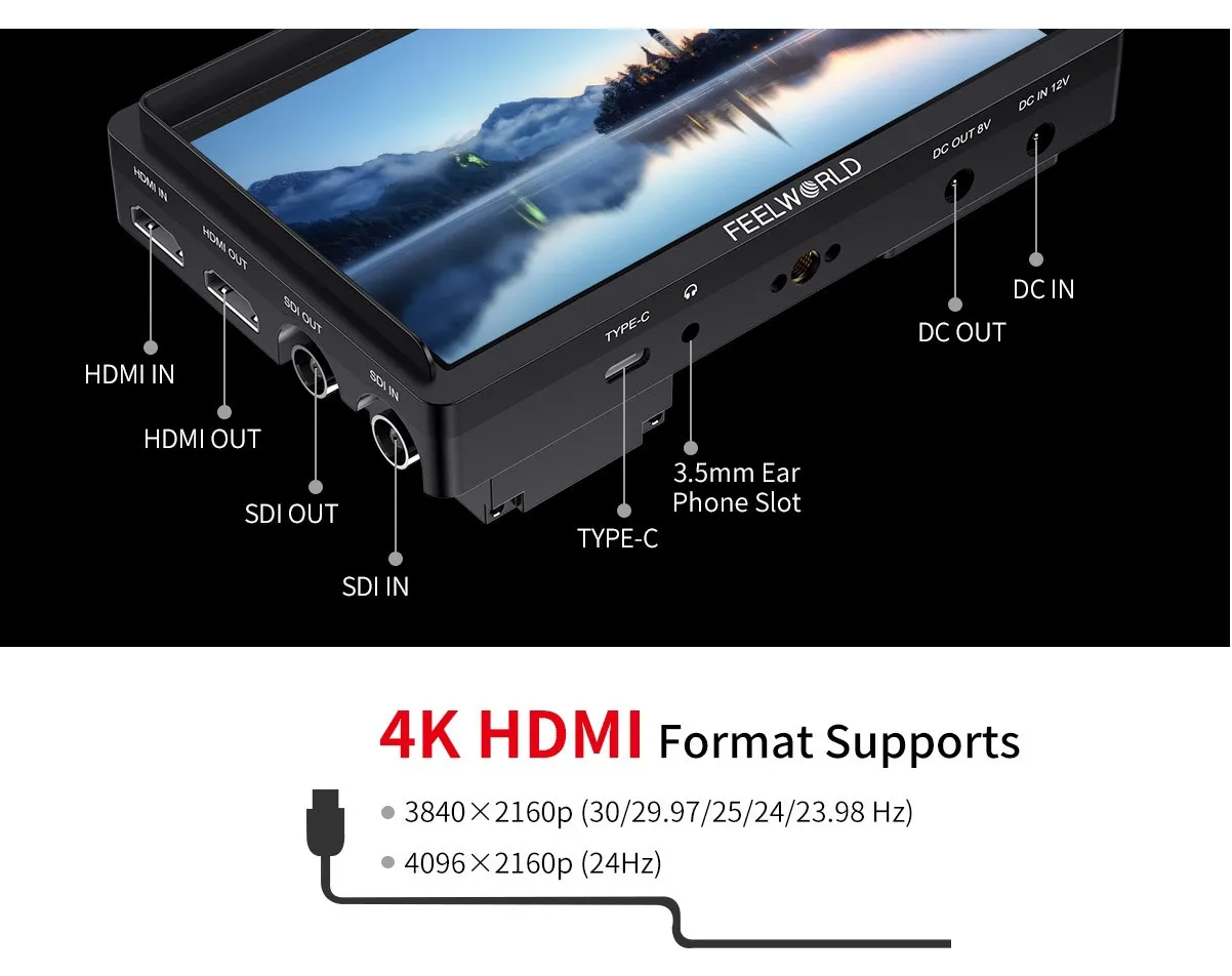 Feelworld FW568S 6 بوصة 1920X1080 IPS FHD لوحة ال سي دي على الكاميرا الميدانية رصد 3G SDI 4K HDMI المدخلات الناتج ل يوتيوب Gimbal تلاعب #4