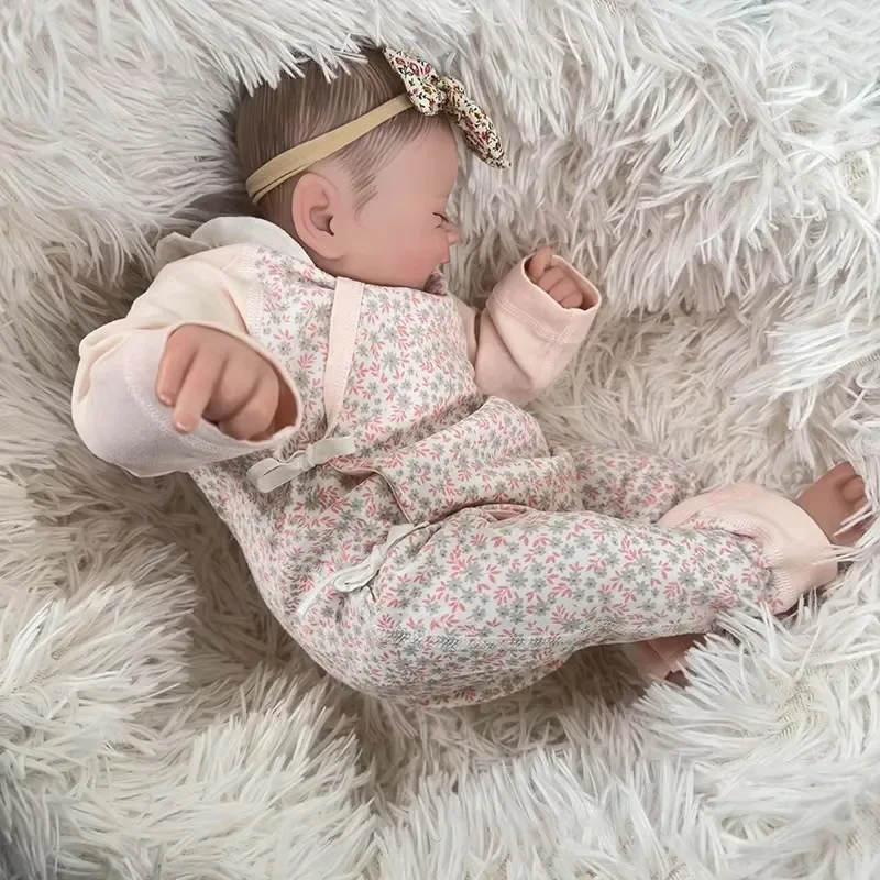 49cm Reborn Baby Doll Alisha Soft Body Lifelike Sleeping Baby Same As Picture Collectible Art Doll Hand Painted Skin Bebe Reborn