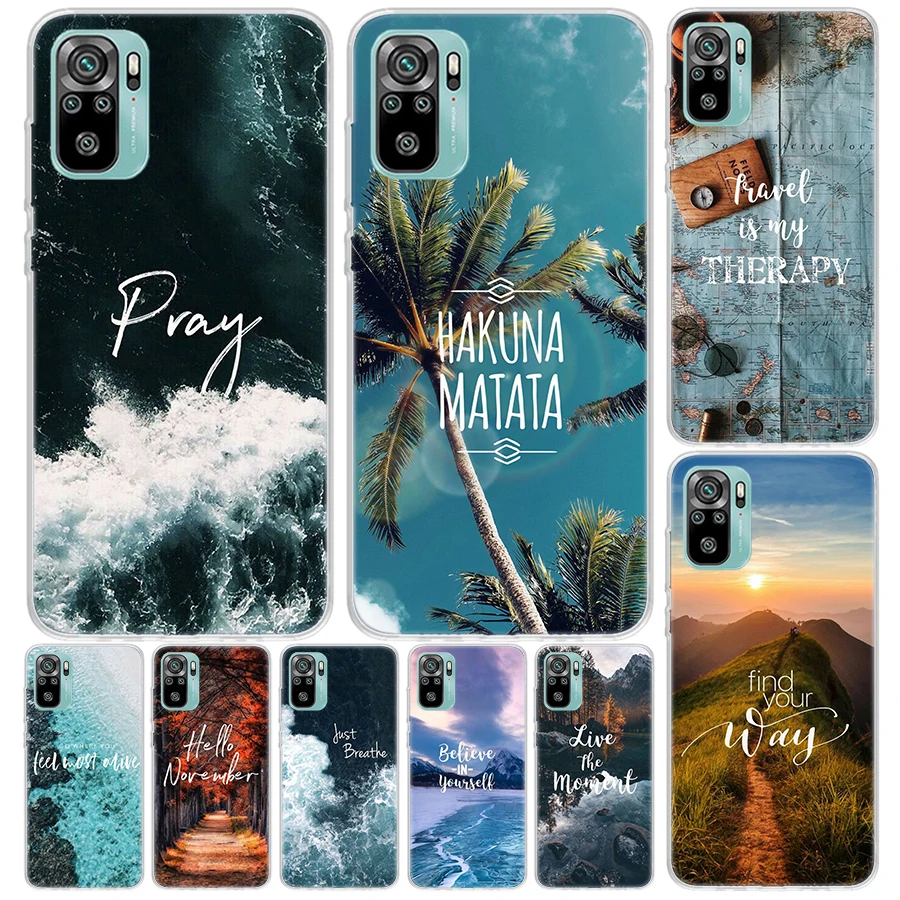 Travel Mountain Beach Proverb Cover For Xiaomi Redmi Note 13 12S 12 11 11S 10S 10 Pro Plus Phone Case 11E 11T 9 9S 8T 8 + Print 