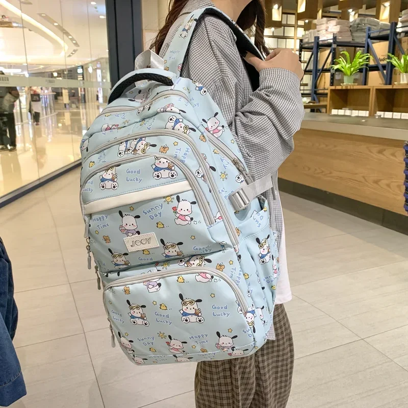 Kawaii Sanrio Pochacco Cartoon Anime Backpack Simple Fashion Backpack Primary and Secondary School Stress Relief StudentBag Gift