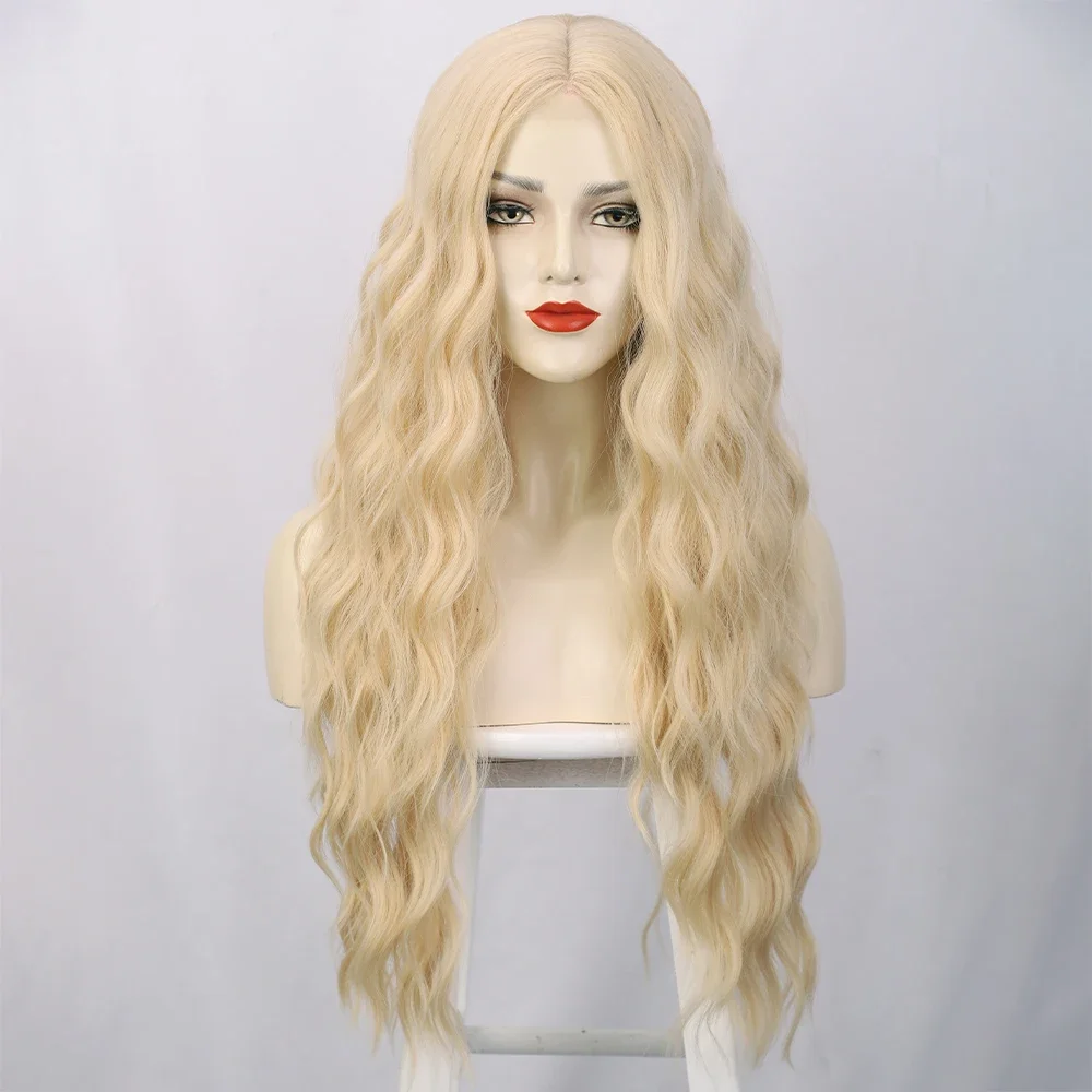 613 Kant Front Blonde Pruiken Voor Vrouwen Natuurlijke Diepe Golf Pruik Synthetisch Haar 28 Inch Pruik Dagelijks Gebruik