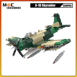 WW2 Military Building Block Fighter A-1D Skyraider Attack Aircraft Model DIY Plane Collection Assembly Kit Bricks Toys Kid Gift