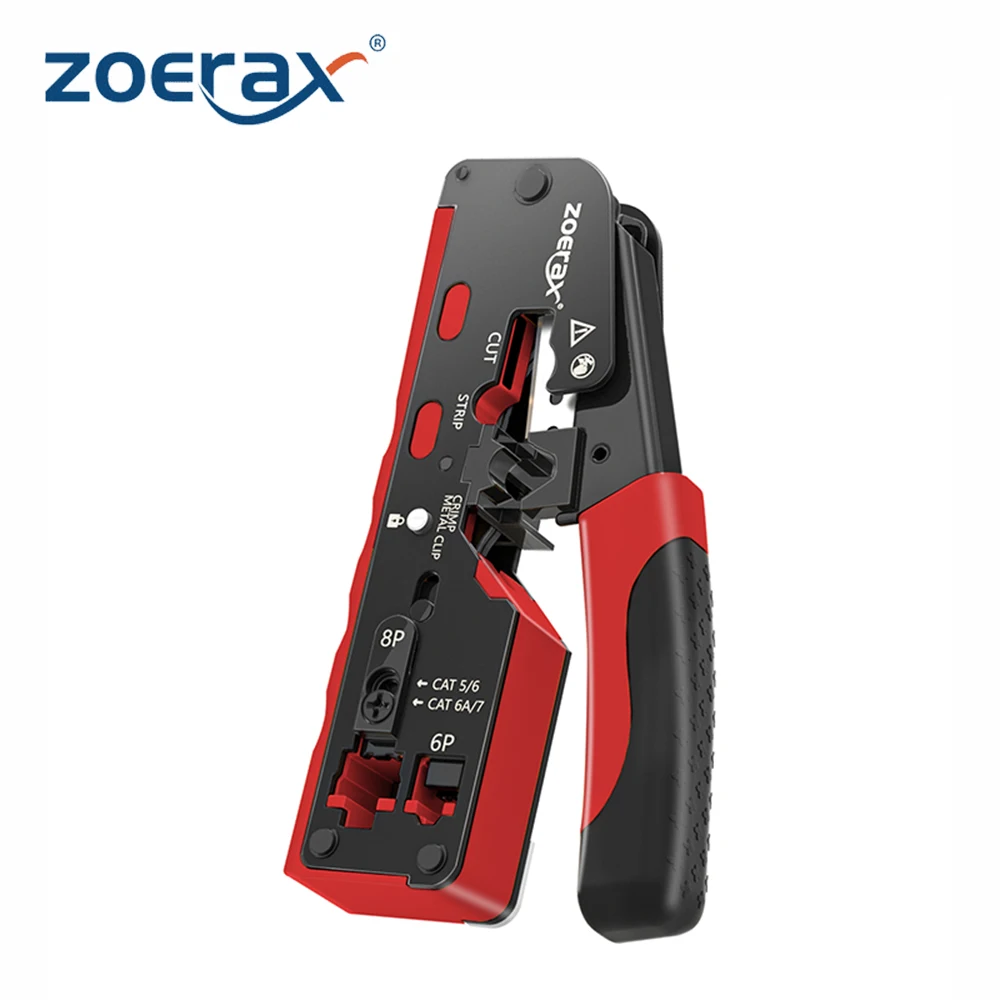 ZoeRax RJ45 Crimping Tool for Cat7 Cat6a Cat6 Cat5e Ethernet Connectors Wire Cutter Ethernet Crimper With Replacement Blade