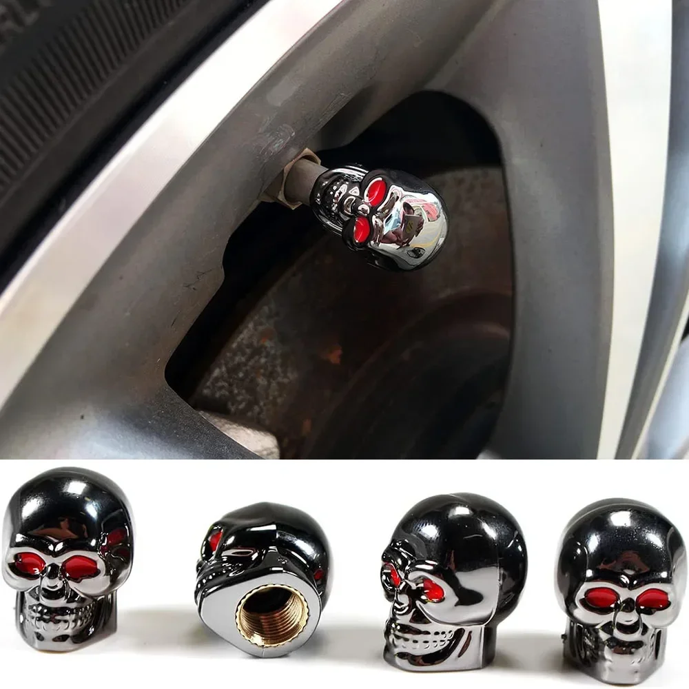 4Pcs Skull Valve Stem Caps Funny Air Caps Cover, Universal Truck Motorcycle Bike Car Tires Valve Stem Caps