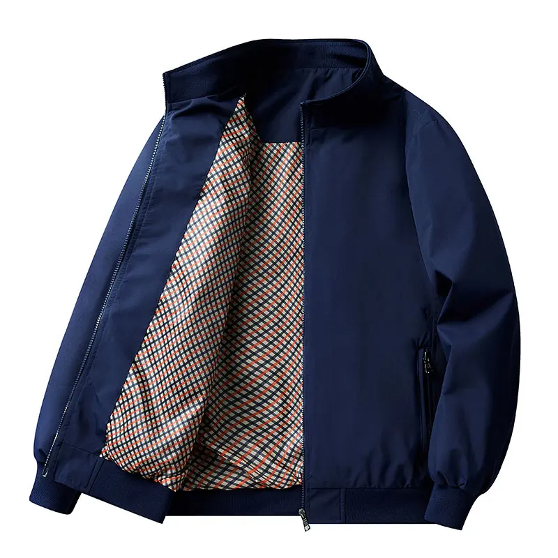 

Autumn Stand Collar Workwear Jackets for Men Winter Zipper Fleece Lined Jacket Men Windbreaker Warm Business Casual Male Coat