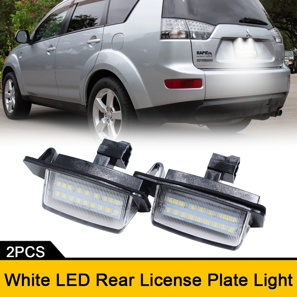 2x White LED rear car license plate lights for Mitsubishi Eclipse 1 2 3 4 Eclipse cross Outlander 1 2 3 Outlander XL Lancer 8