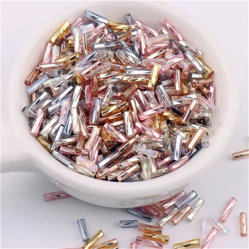 300Pcs 11/0 Tube Bead 2x6mm Twist Bugles Glass Beads Helical Seedbeads For DIY Bracelet Jewelry Dress Making Garments Accessory