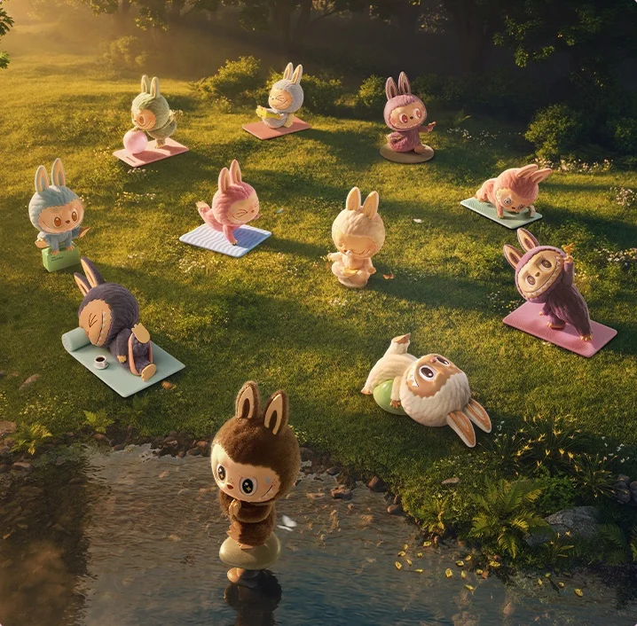

Оригинальная серия Labubu The Monster Lazy Yoga, глухая коробка, ручная виниловая плюшевая коллекция украшений Labubu, милая игрушка, подарок для ребенка