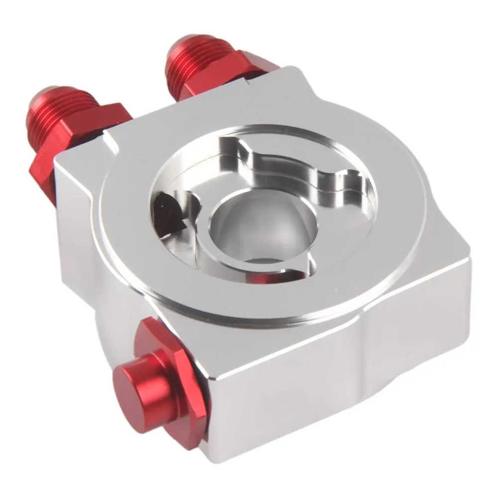 Aluminum CNC AN8 AN10  turbo thermostat oil sender adaptor cooler sandwich plate filter adapter 3/4-16UNF M20X1.5