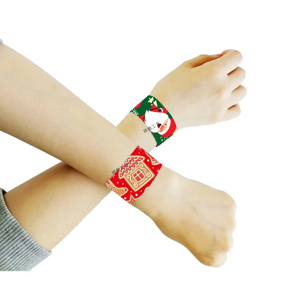 Christmas Slap Bracelets Santa Claus Elk Snowman Xmas Tree Slap Bracelets Noel Natal Merry Christmas Decor 2024 Gifts for Kids