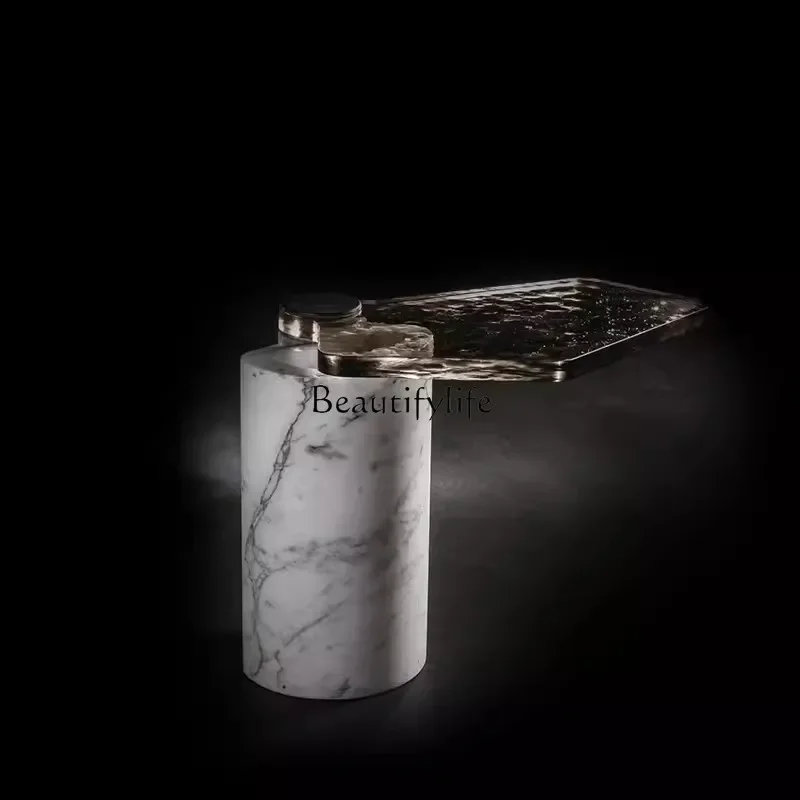 

44Italian Minimalist Marble Side Table Designer Style Irregular Rotatable Light Luxury High-end Casual Corner Table