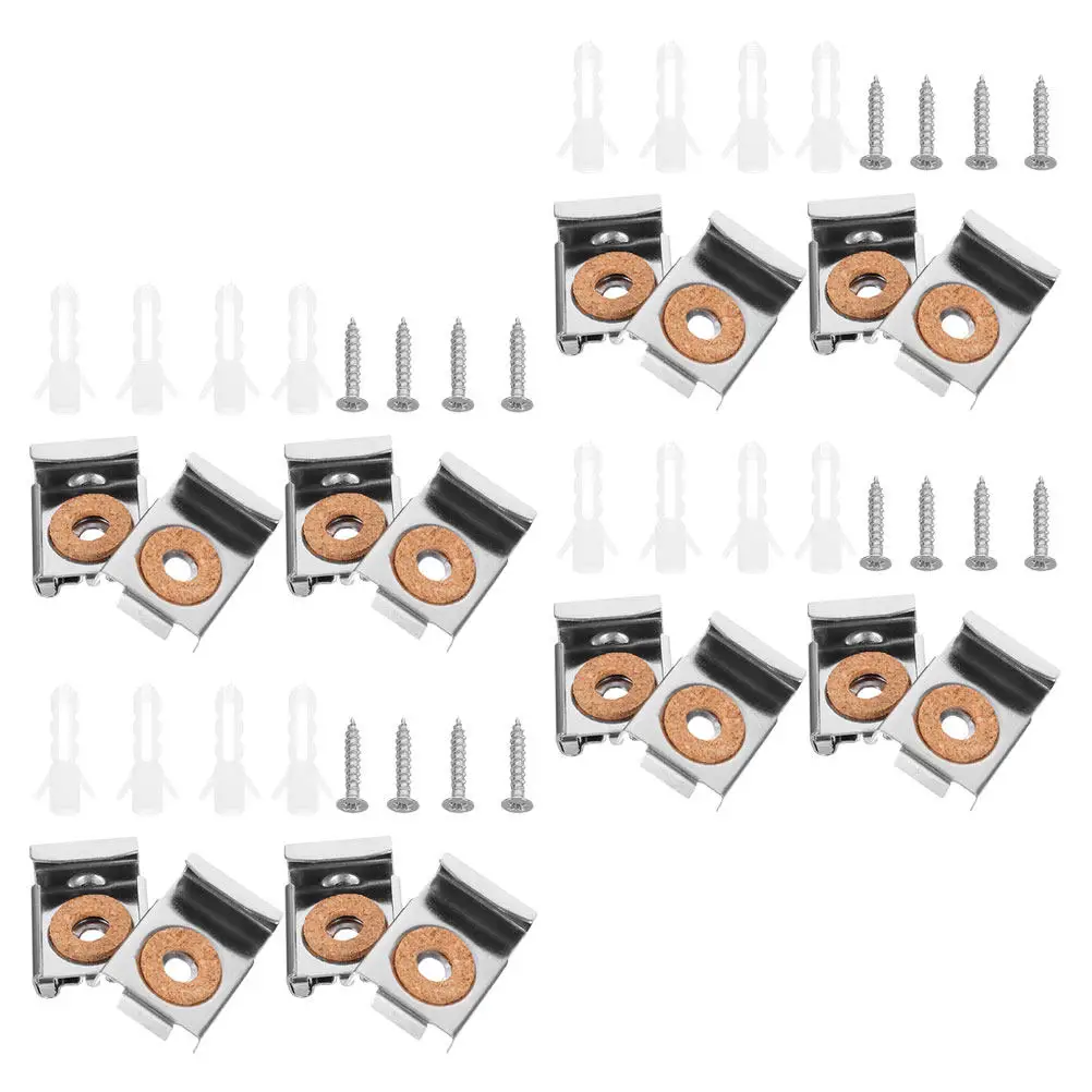 

Комплект из 4 наборов металлических зажимов для безрамных зеркал, сверхпрочные держатели для стекла толщиной 4-6 мм, крепление на стену