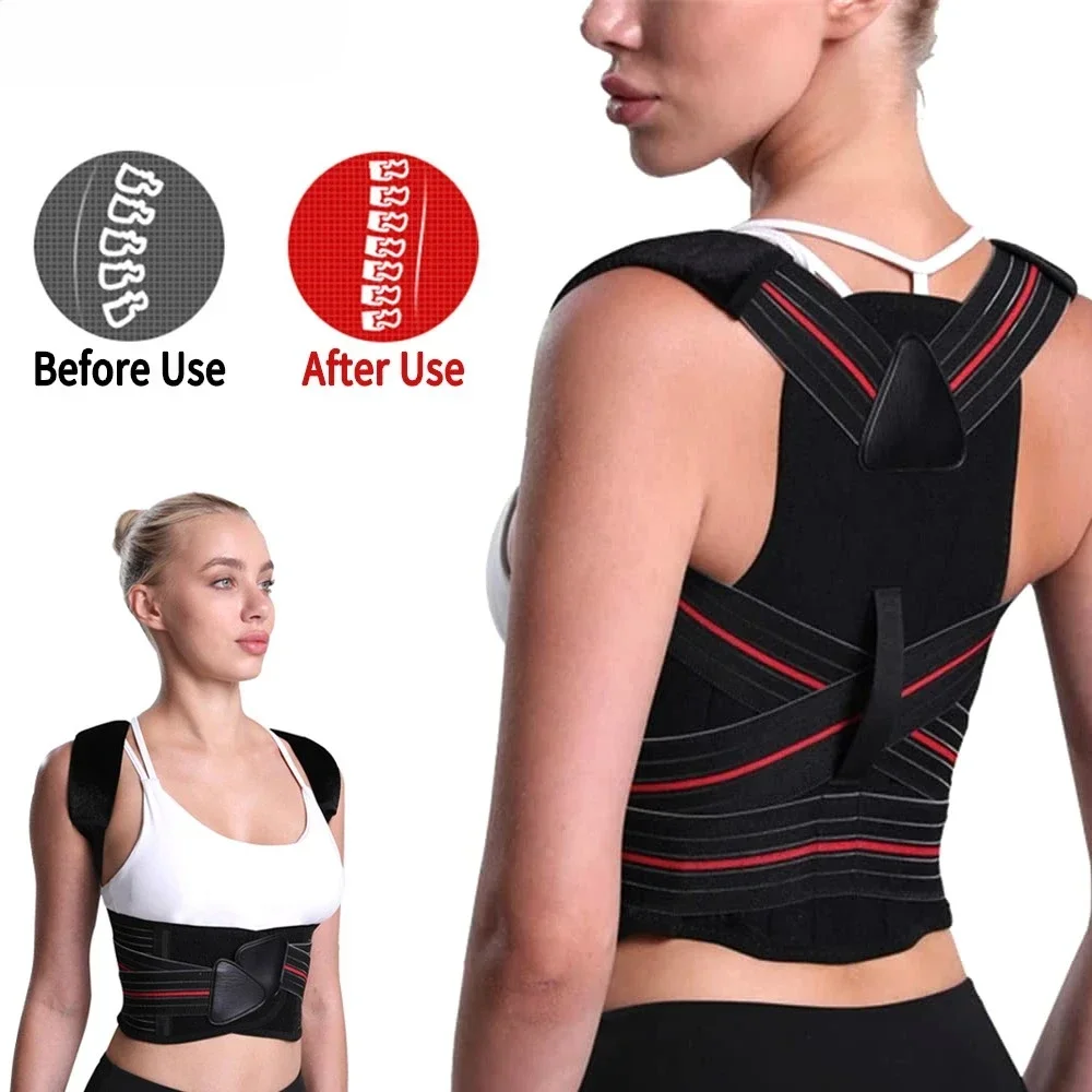 Men Posture Corrector Women Back Brace Upper Pain Relief Muscle Support Straightener Shoulder Neck Clavicle Spine Improves