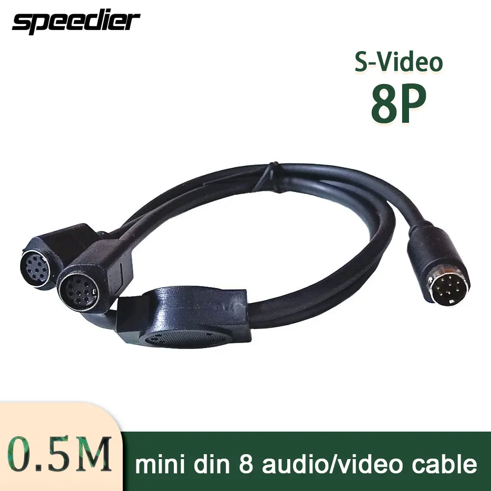 50cm Mini DIN 8-Pin Splitter Y Adapter Cable,mini Din 8 Core Audio/video Cable, S-video Set-top Box Cable 0.5m