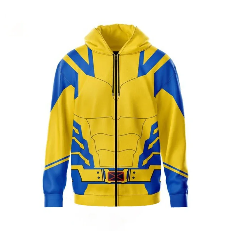 3D Polyester Autumn HalloweenDeadpool Wolverine Cosplay Hoodie Superhero Unisex Wolverine Jacket Thin Party Deadpool Costume view 4