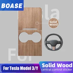 Solid Wood Car Central Control Panel Sticker For Tesla Model 3 Y 2020-2023 Interior Film Trim