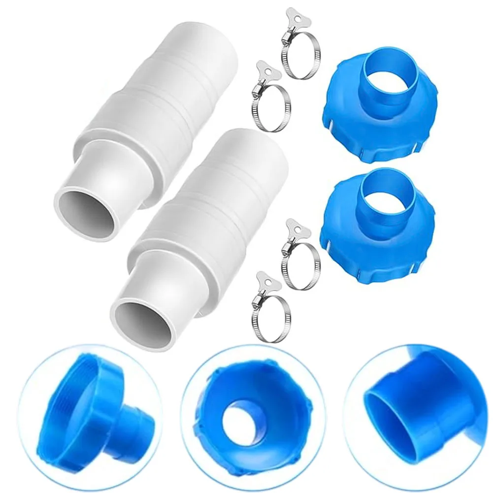 8Pcs Pool Hose Adapter Kit 1-1/4 1-1/2 Inch Connector Coupling 11238 B Adaptor With Clamps For Swimming Pool Filter Pump Parts