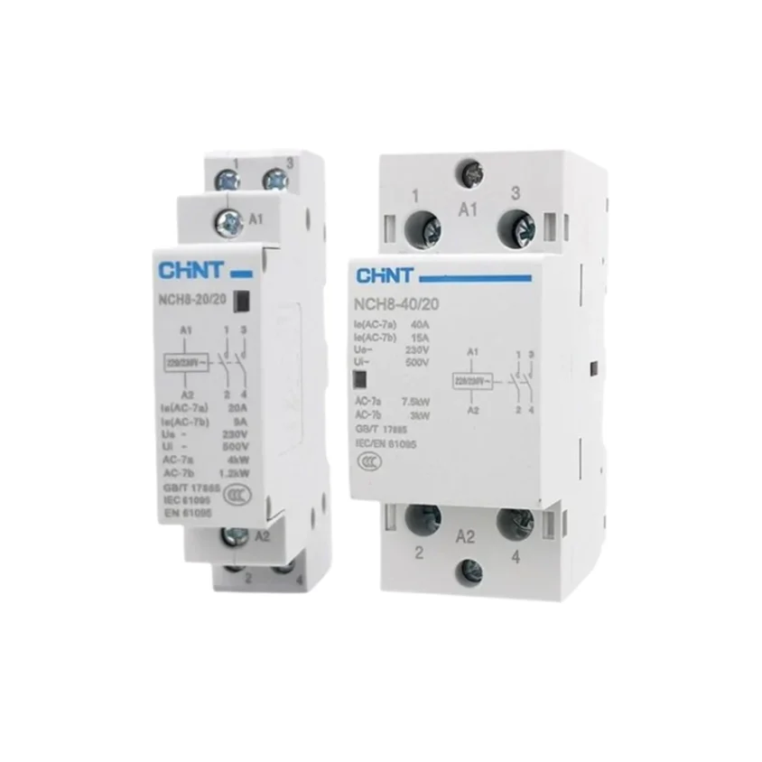 

CHINT NCH8-20 Small Household AC Contactor 220V/230V AC 20A/25A/40A/63A 1NO1NC 2NO 2NC
