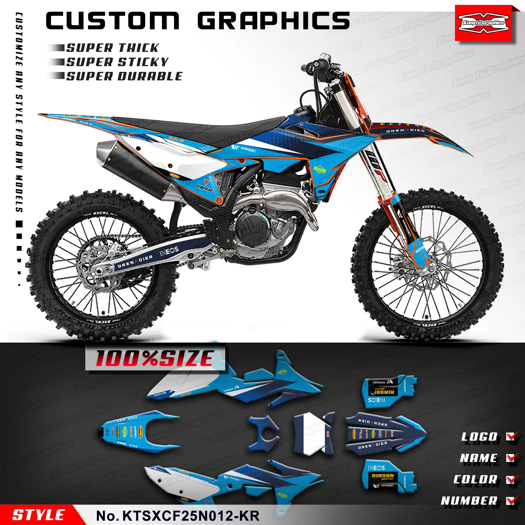 

Самоклеящаяся наклейка KUNGFU GRAPHICS для KTM 125 300 SX SXF XC XCF 25 26 и SXF 250 FACTORY EDITION 2024, дизайн Wrap Design, KTSXCF25N012-KR