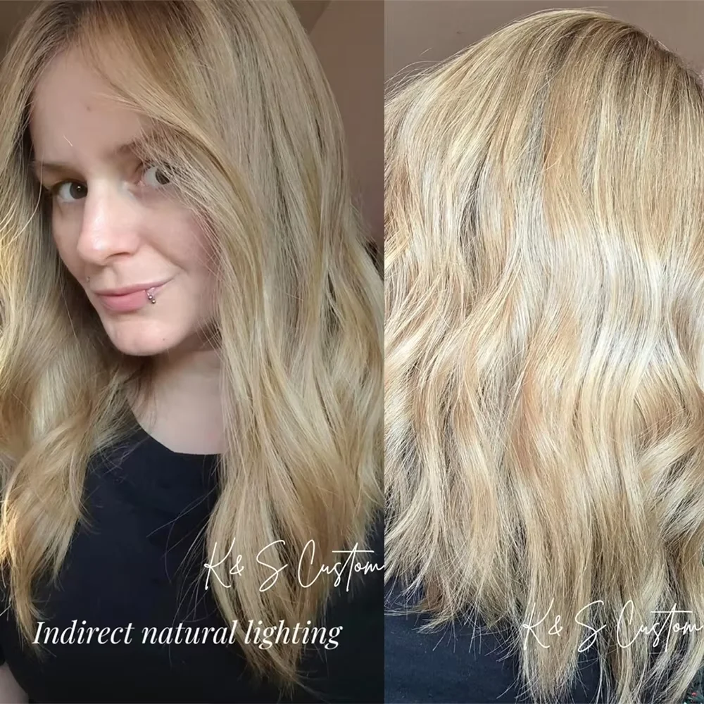 Balayage Golden Blonde 13x4 Lace Front Wig for Women Glueless Wig Heat Resistant Short Wavy Synthetic Fiber Girls Gift Wigla